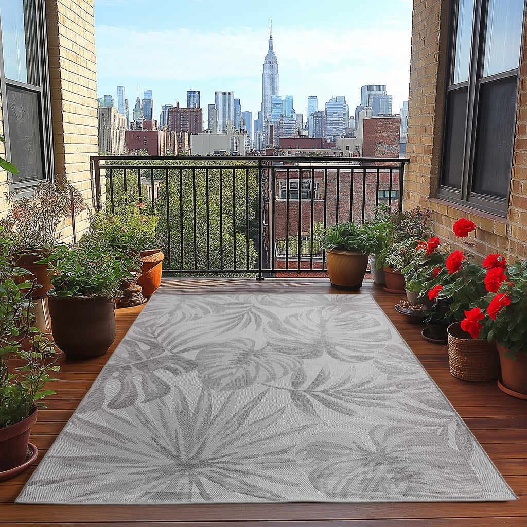 Desert 1302 Silber – Wetterfester Outdoor Teppich für Terrasse & Wohnzimmer