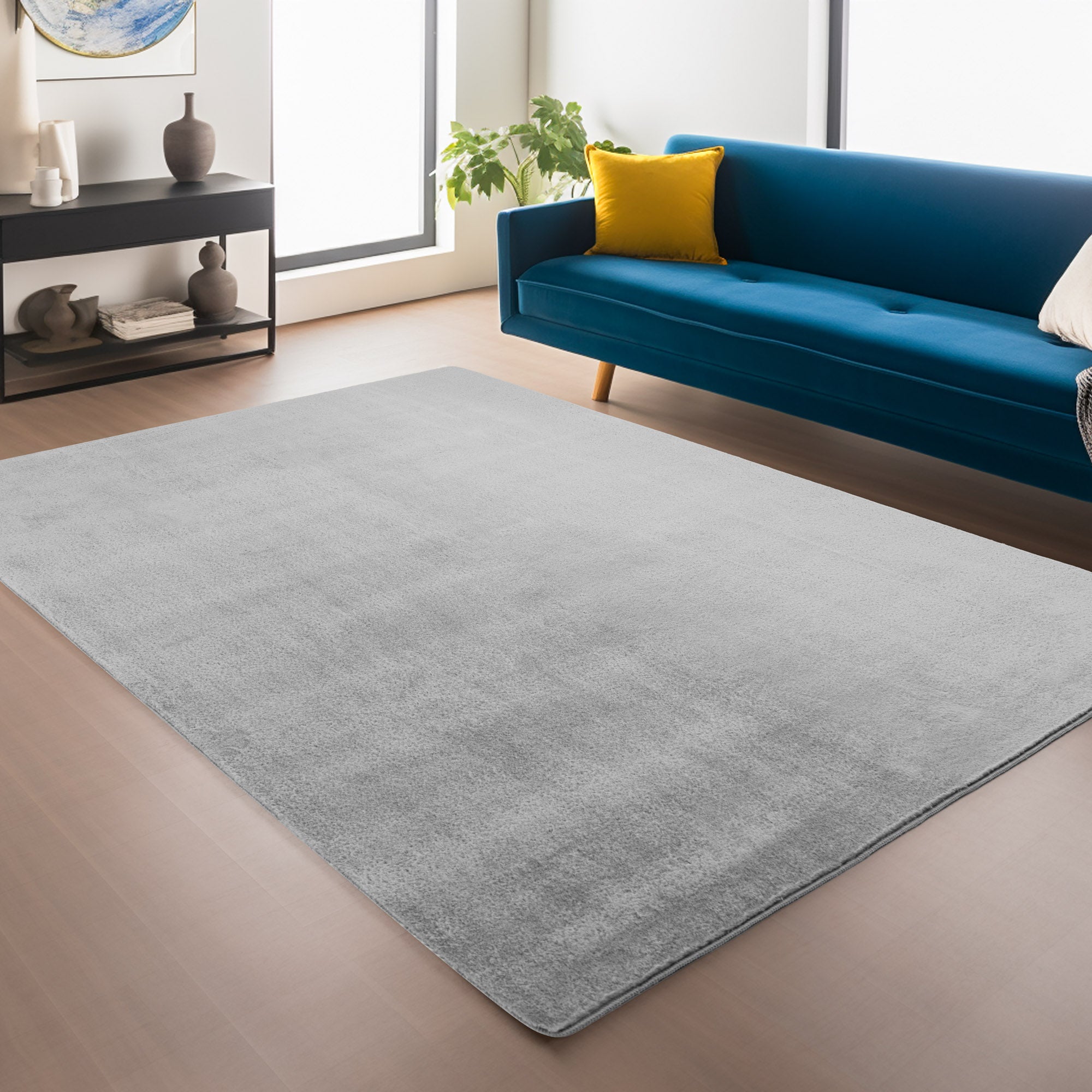 Joy 1400 Silber – Moderner Hochflor Teppich Silber kaufen