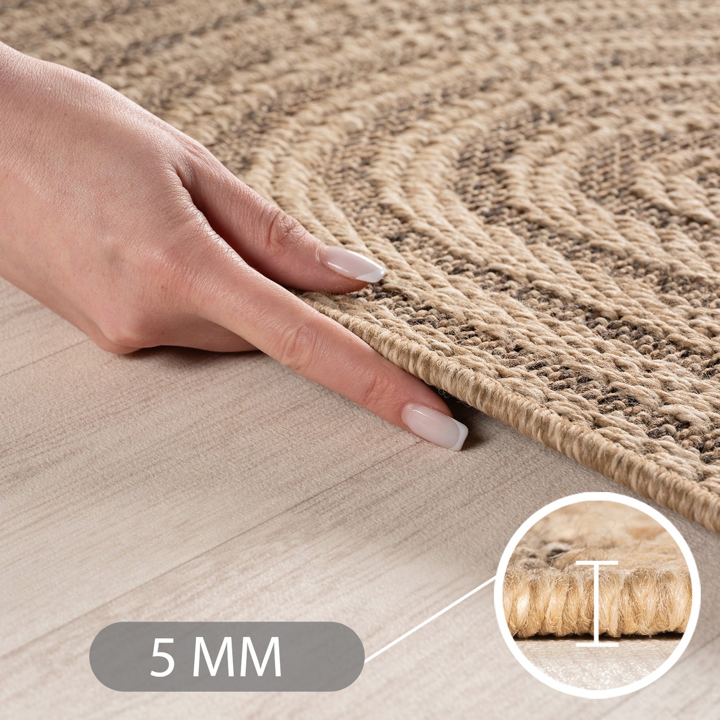 Timber 1401 Beige – Natürlicher Outdoor Teppich für Terrasse & Garten