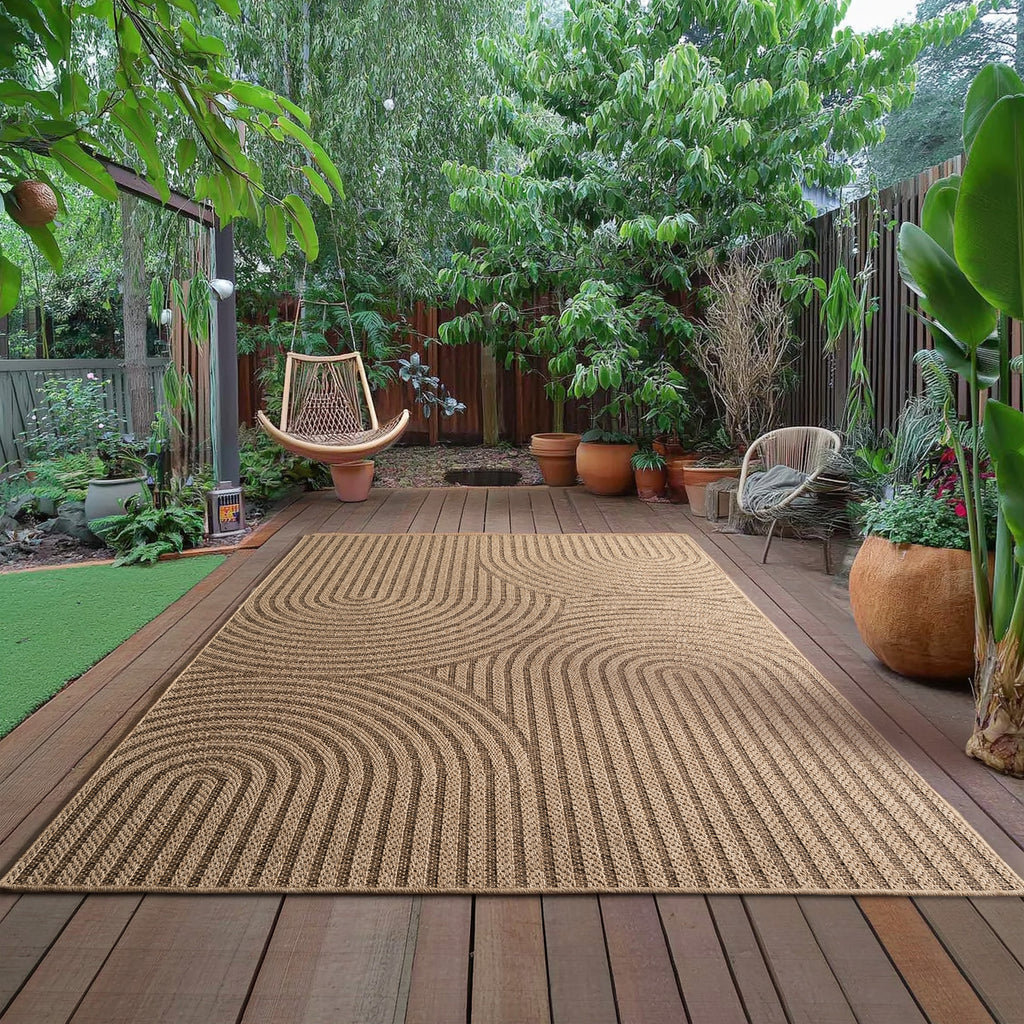 Timber 1401 Beige – Natürlicher Outdoor Teppich für Terrasse & Garten