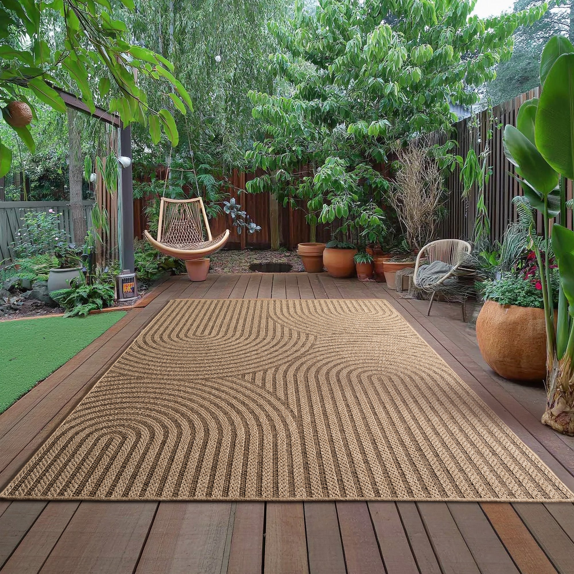 Timber 1401 Beige – Natürlicher Outdoor Teppich für Terrasse & Garten