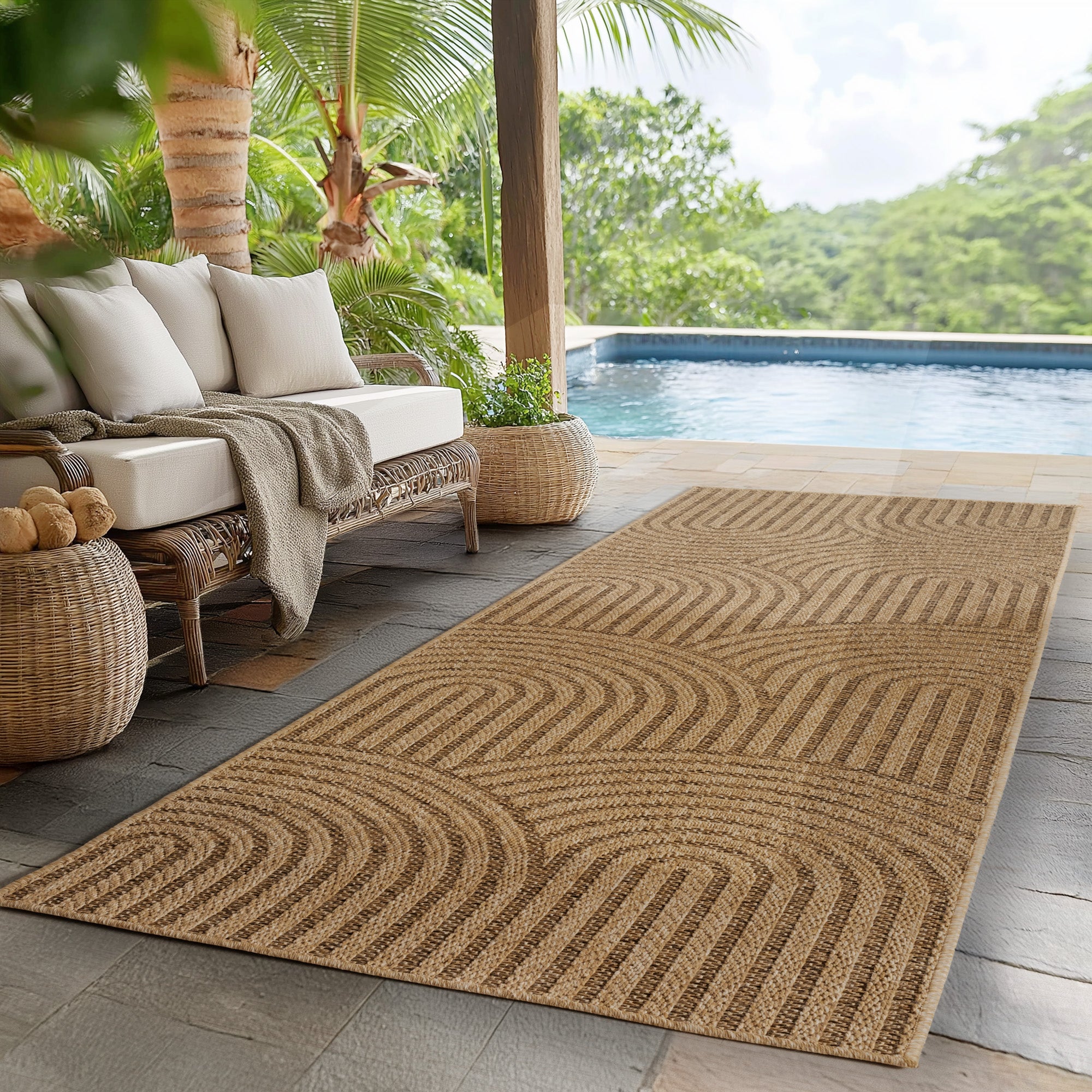 Timber 1401 Beige – Natürlicher Outdoor Teppich für Terrasse & Garten
