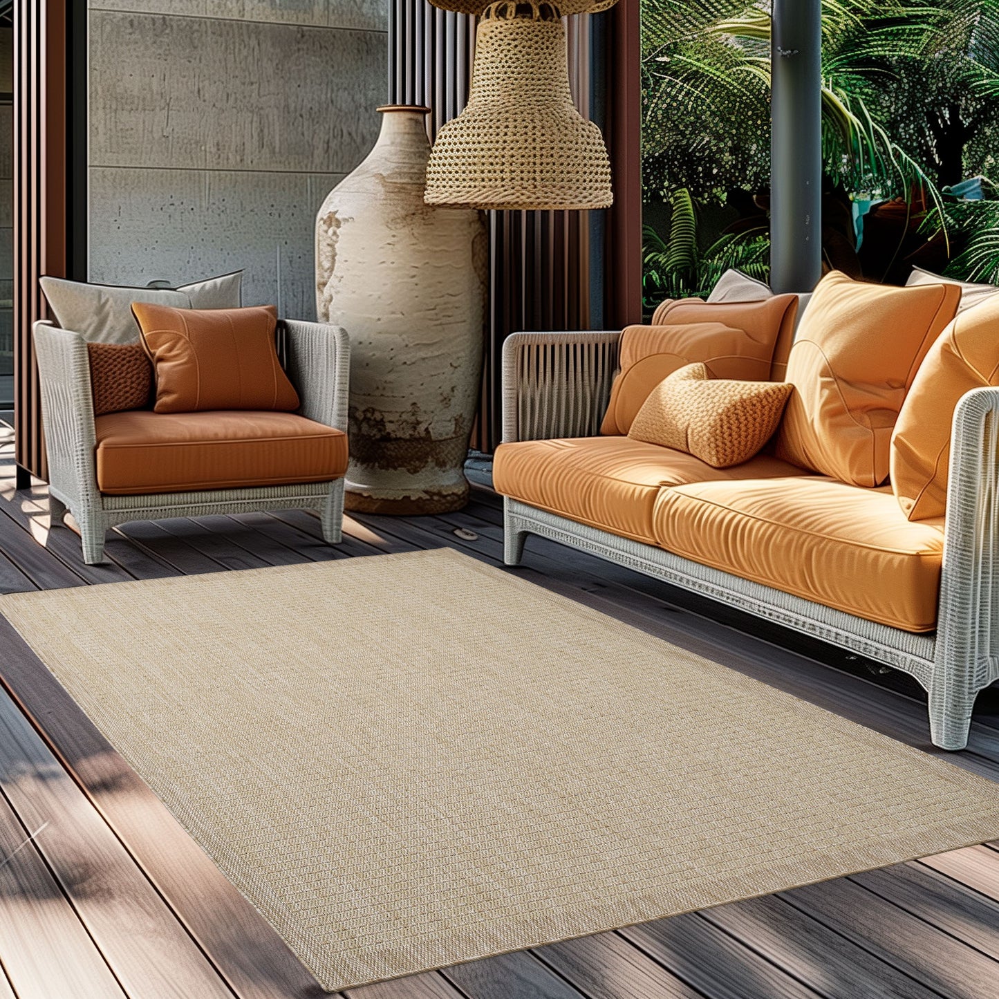 Giza 1410 Beige – Flacher Küchen & Flur Teppich für drinnen und draußen ab 19,90 €
