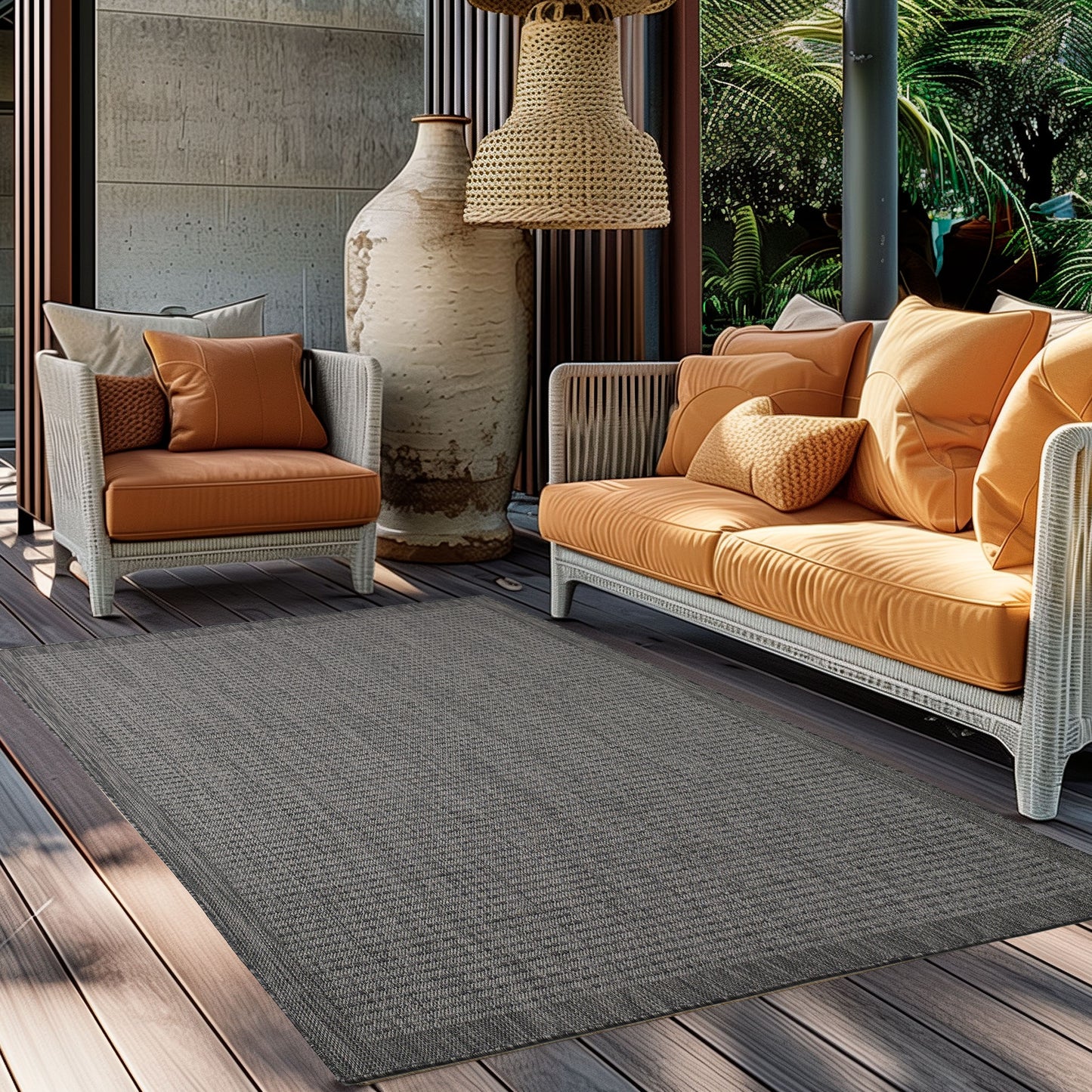 Giza 1410 Schwarz – Flacher Teppich für Küche, Flur & Terrasse ab 19,90 €