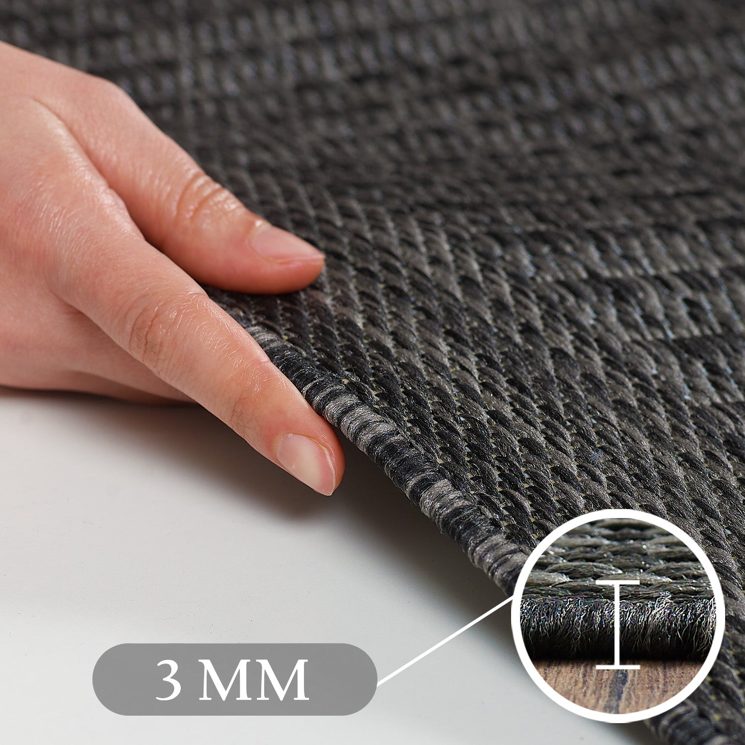 Giza 1410 Schwarz – Flacher Teppich für Küche, Flur & Terrasse ab 19,90 €