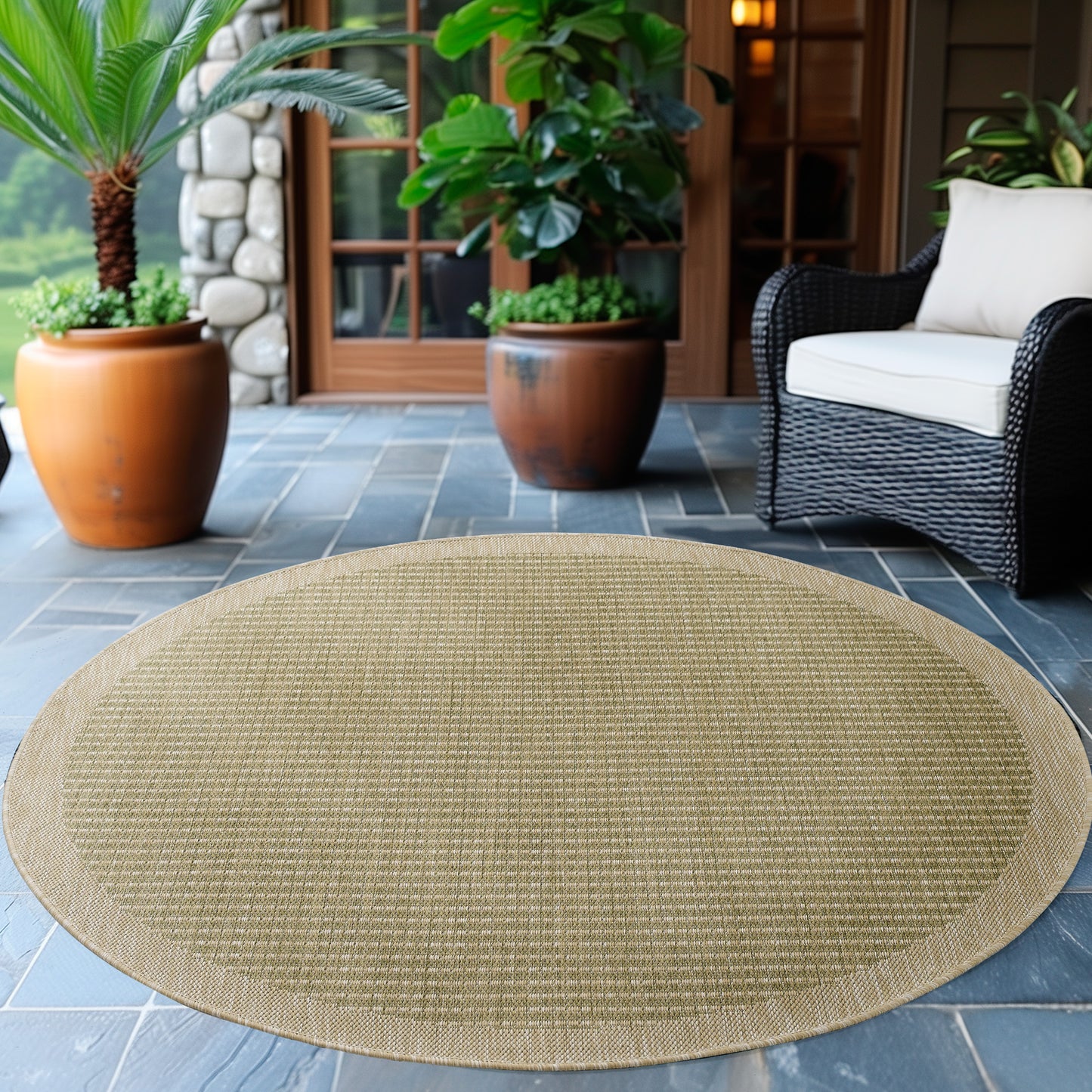 Giza 1410 Grün – Frischer Flachgewebe Teppich für Terrasse & Flur ab 19,90 €