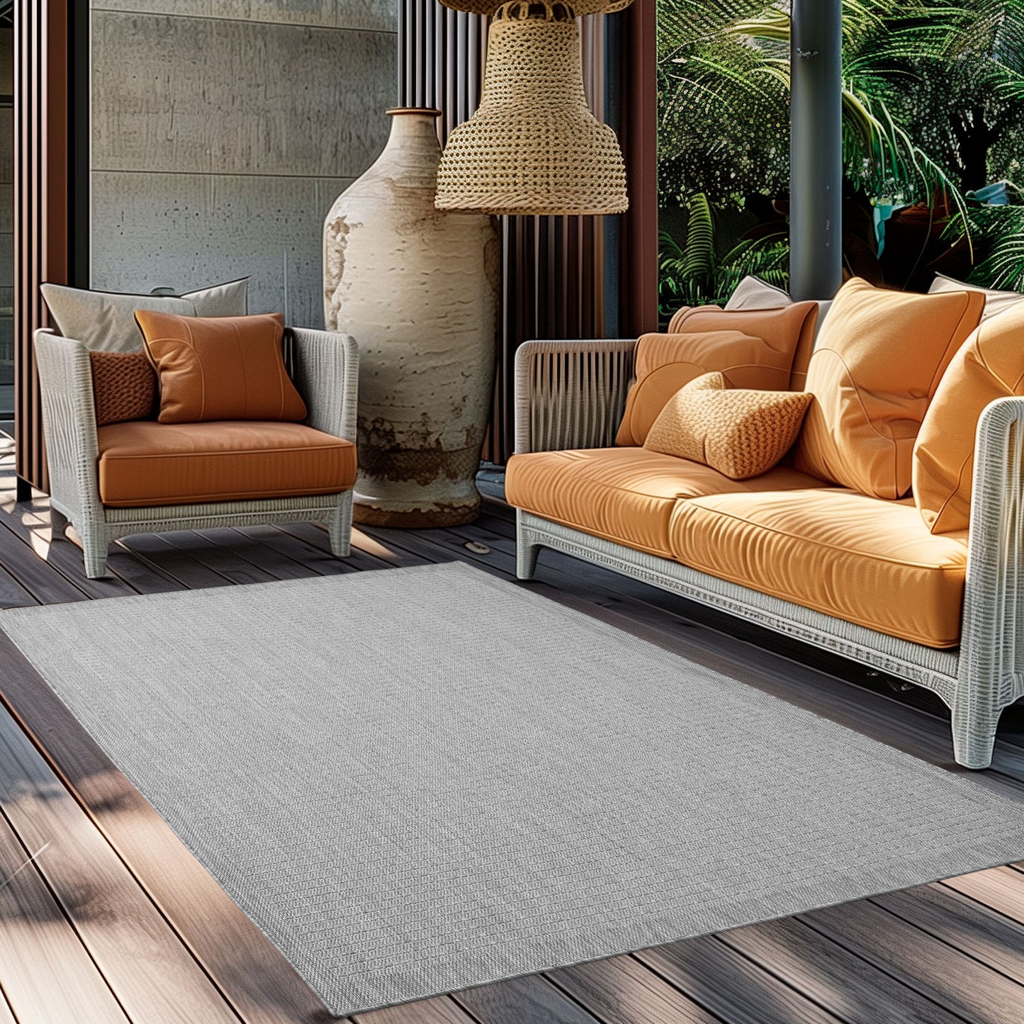 Giza 1410 Silber – Eleganter Flachgewebe Teppich für Küche, Flur & Outdoor ab 19,90 €