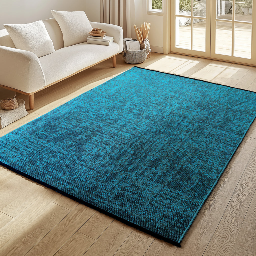 Space 1900 Blau – Vintage Chenille-Teppich günstig kaufen