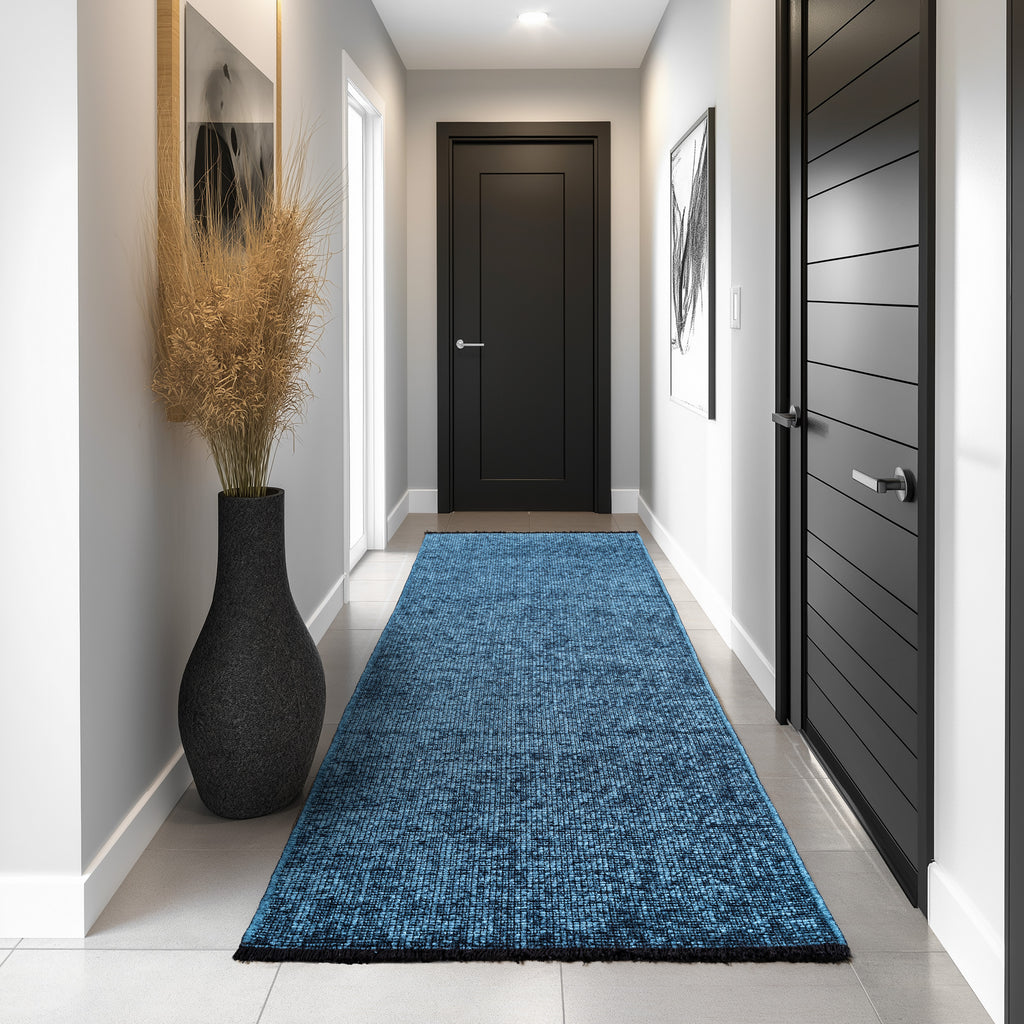 Space 1900 Blau – Vintage Chenille-Teppich günstig kaufen