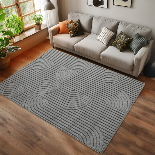 Helix 2201 Silber – Moderner Kurzflor Teppich ab 26,45 € kaufen