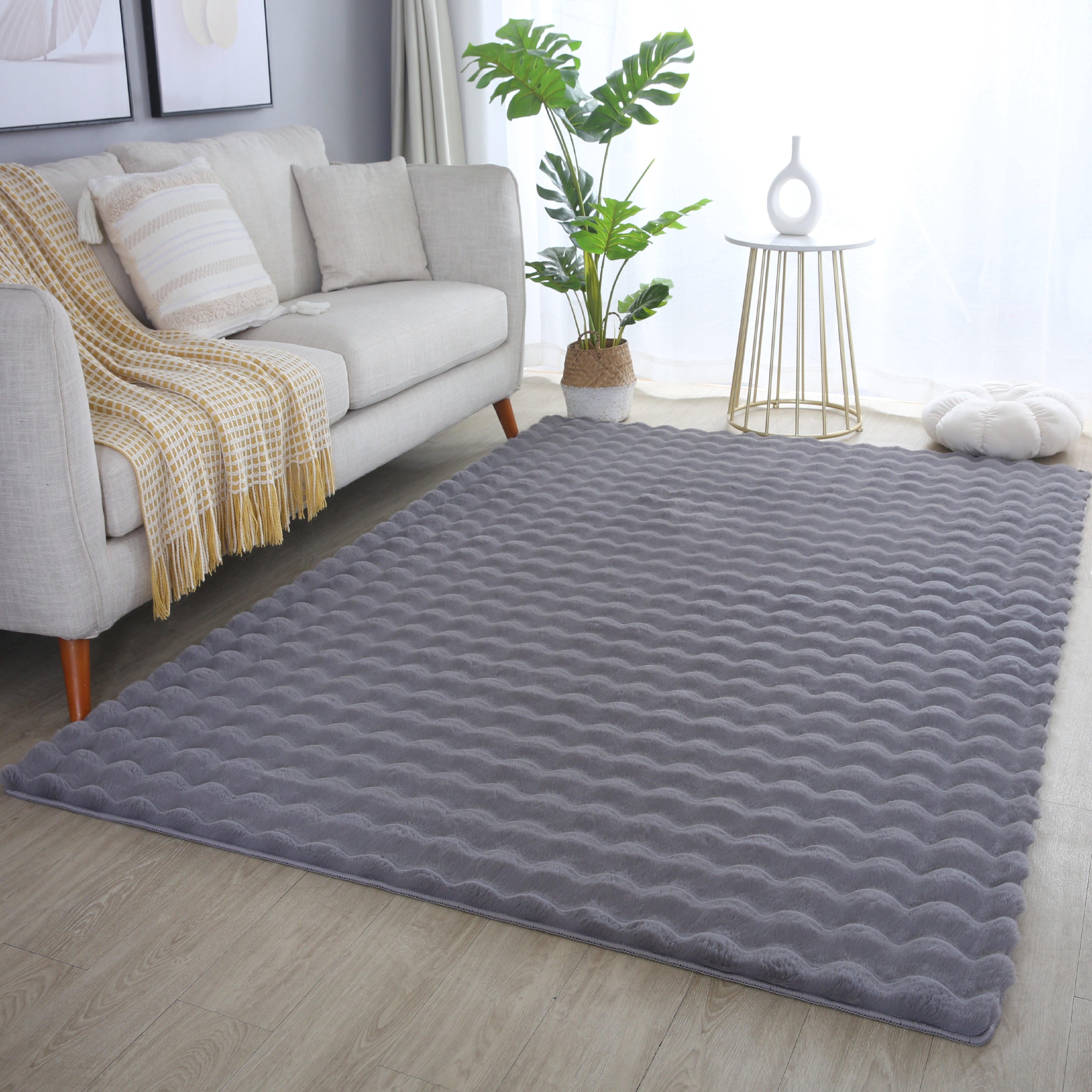 Ambiance 5110 Grey – Eleganter 3D Plüschteppich in Grautönen