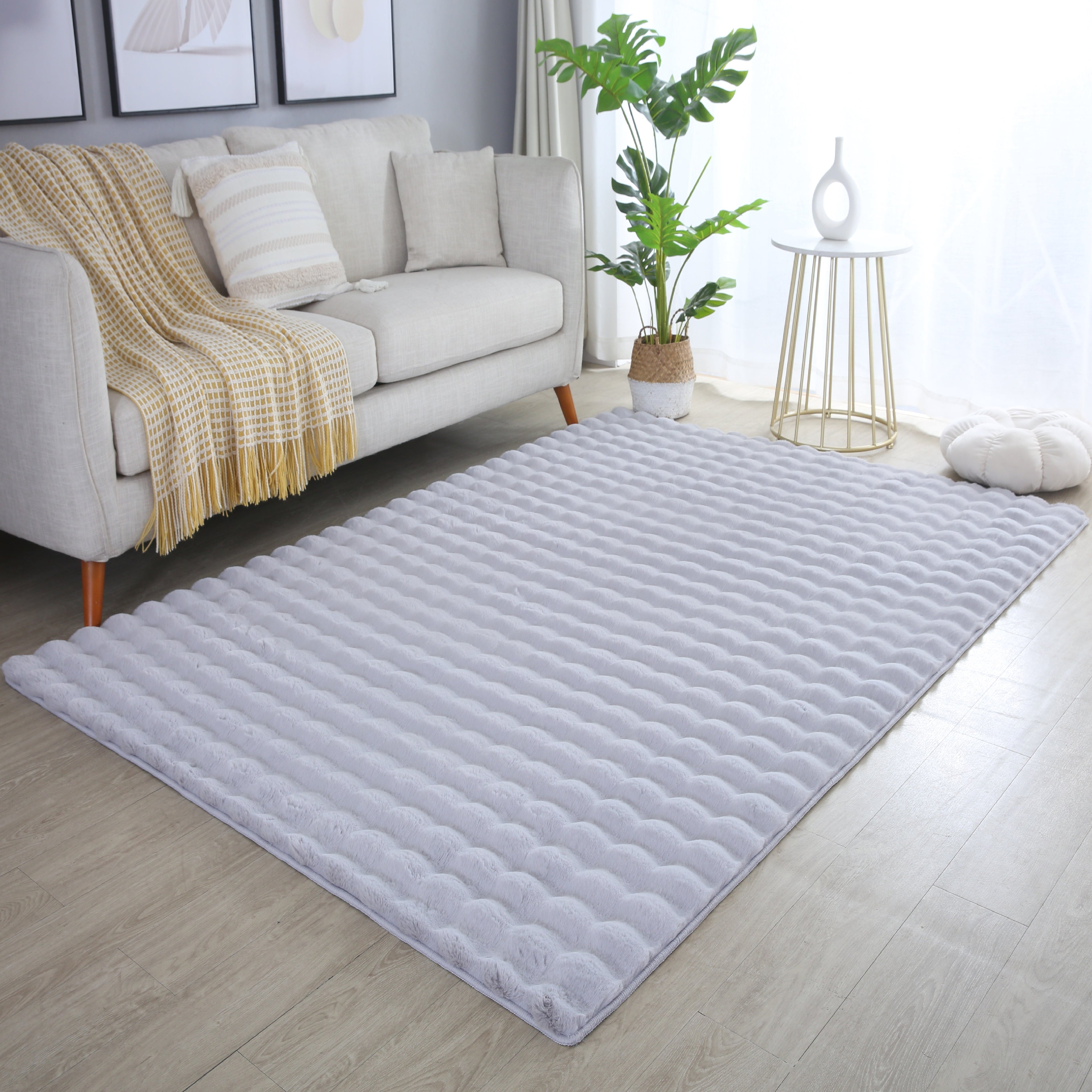 Ambiance 5110 Silber – Moderner 3D Plüschteppich in Silbergrau