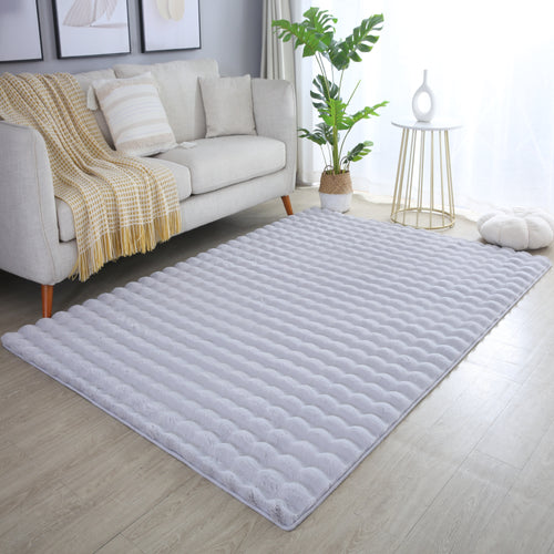 Ambiance 5110 Silber – Moderner 3D Plüschteppich in Silbergrau