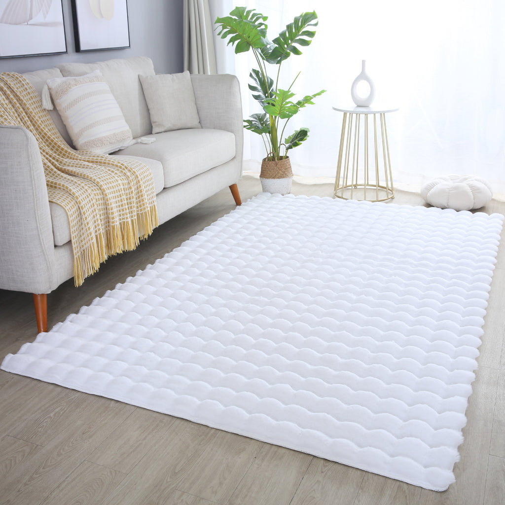 Ambiance 5110 Weiß – Luxuriöser 3D Plüsch Teppich in Reinweiß