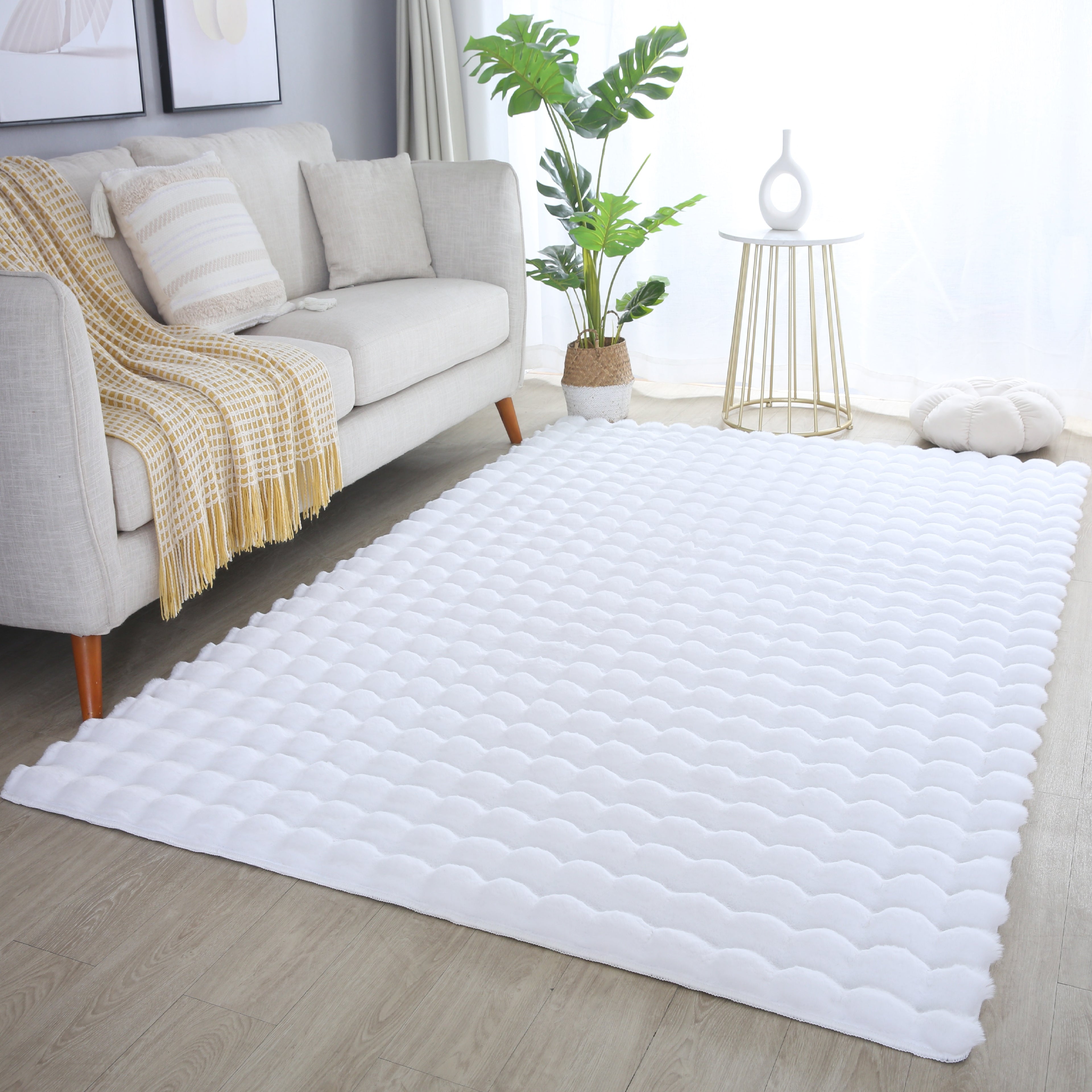 Ambiance 5110 Weiß – Luxuriöser 3D Plüsch Teppich in Reinweiß