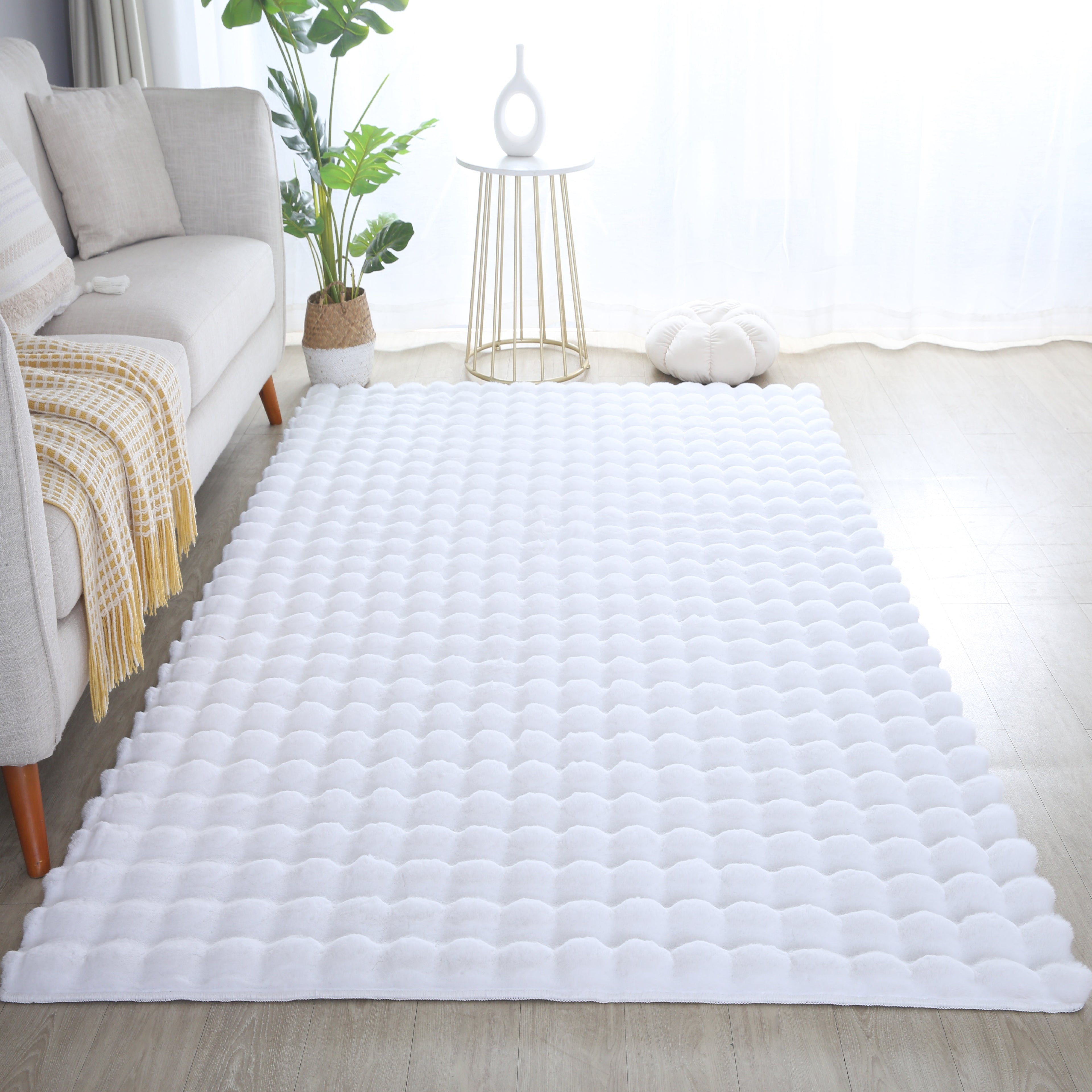 Ambiance 5110 Weiß – Luxuriöser 3D Plüsch Teppich in Reinweiß